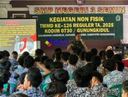 Hari ke-8 TMMD ke-126, Kodim 0730/Gunungkidul Tanamkan Semangat Nasionalisme di Kalangan Pelajar SMPN 3 Semin
