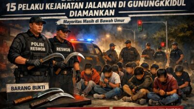 Gerak Cepat Tim Resmob Gunungkidul Amankan 15 Terduga Pelaku Kejahatan Jalanan di Gunungkidul, Kasus Masih Didalami